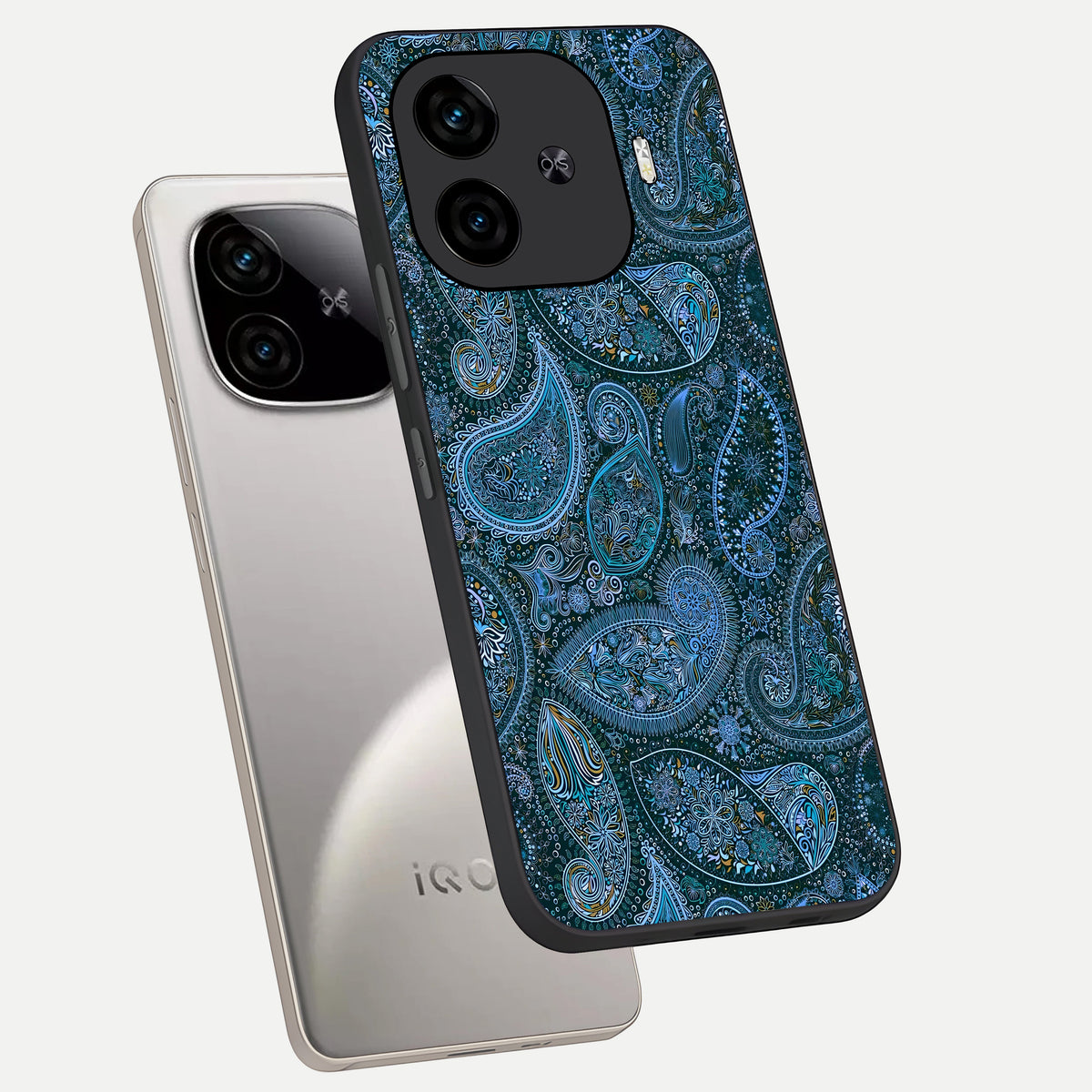  Midnight Paisley Glow phone case for  iQOO Z9 Turbo showing premium glass back cover with detailed artwork