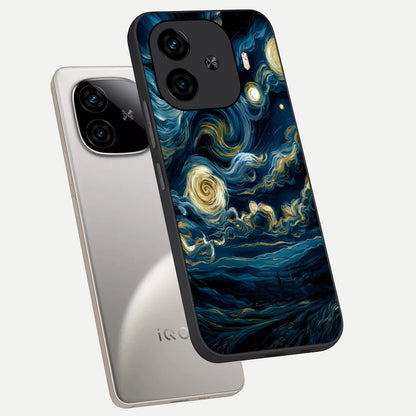  Midnight Sky Whirl phone case for  iQOO Z9 Turbo showing premium glass back cover with detailed artwork