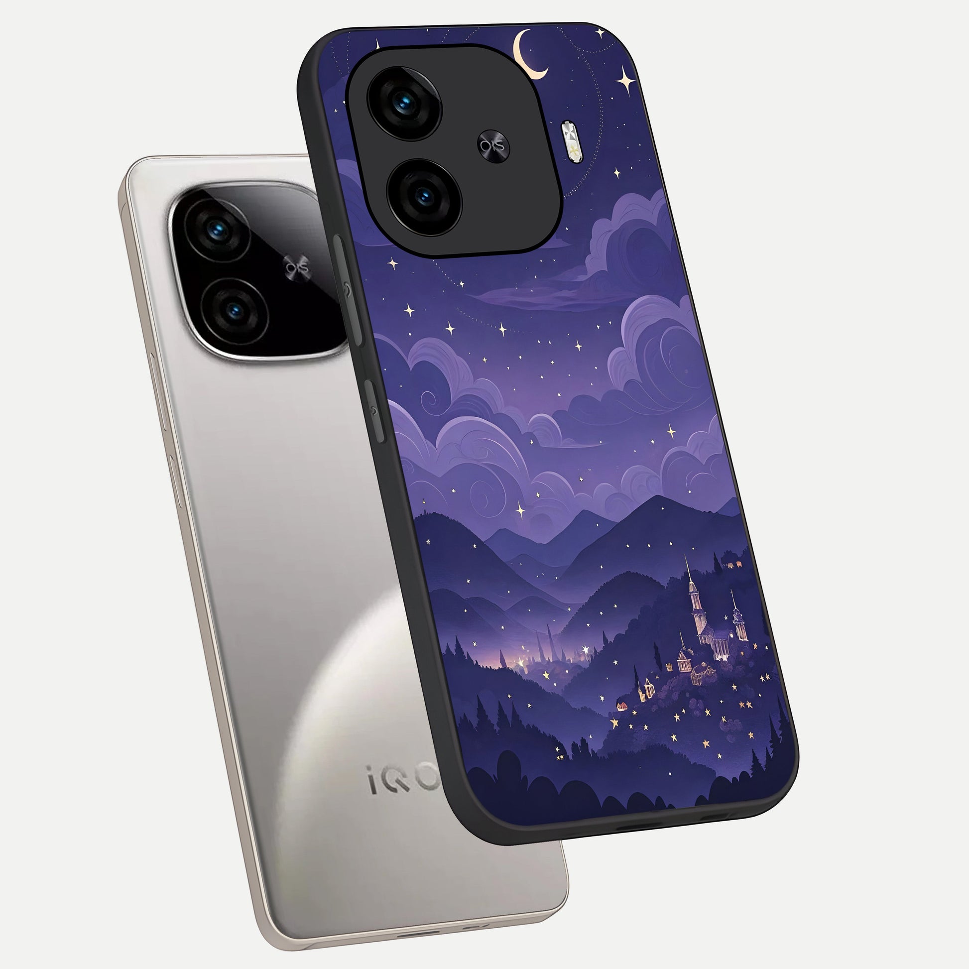  Minimal Night View phone case for  iQOO Z9 Turbo showing premium glass back cover with detailed artwork
