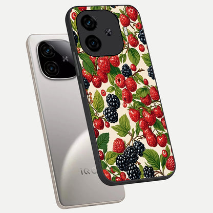  Mixed Berry Collage phone case for  iQOO Z9 Turbo showing premium glass back cover with detailed artwork