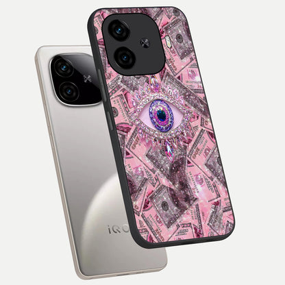  Money Eye Luxe phone case for  iQOO Z9 Turbo showing premium glass back cover with detailed artwork