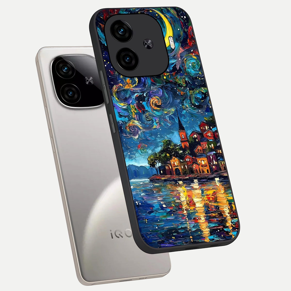  Moonlight Harbor Glow phone case for  iQOO Z9 Turbo showing premium glass back cover with detailed artwork