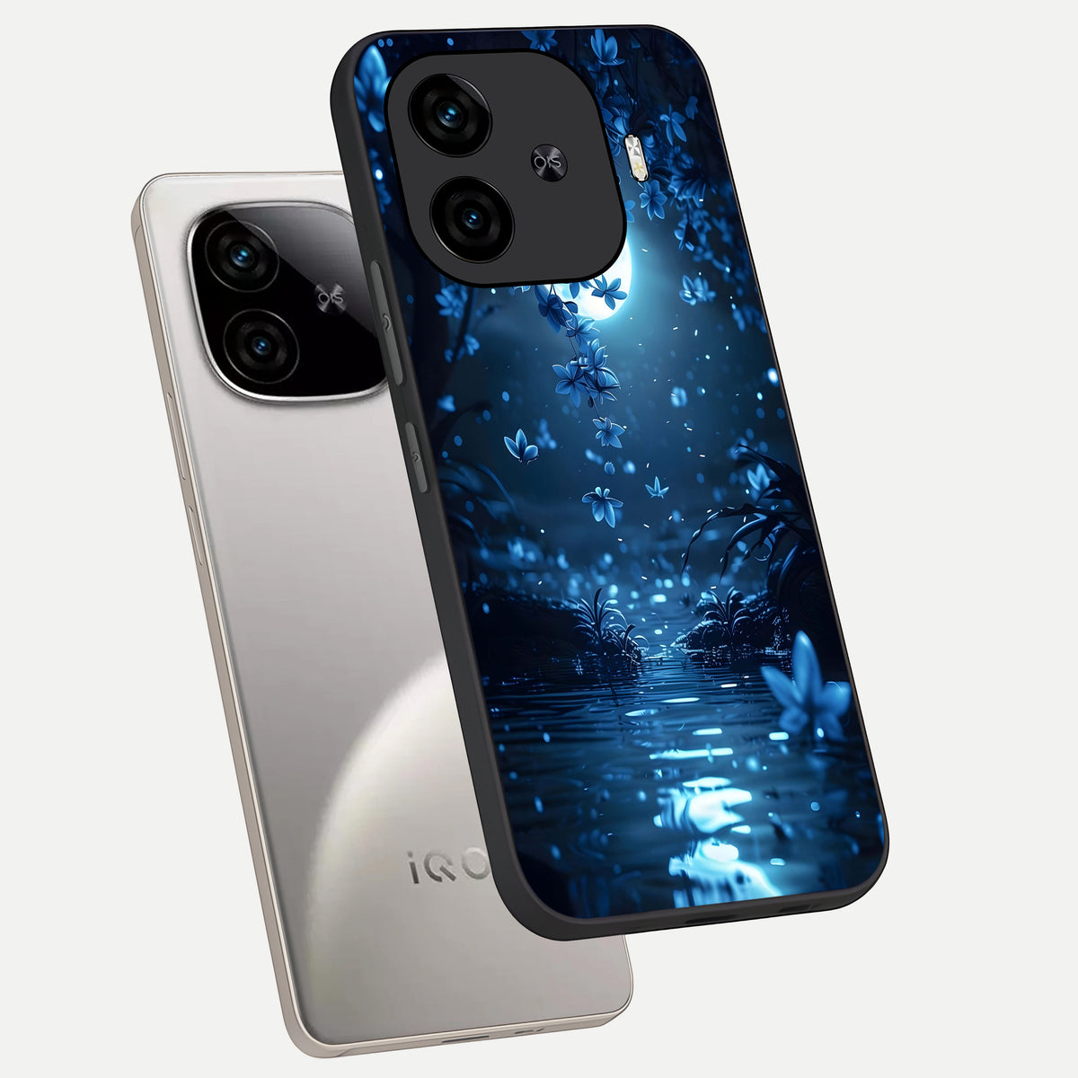  Moonlight Petal Dream phone case for  iQOO Z9 Turbo showing premium glass back cover with detailed artwork