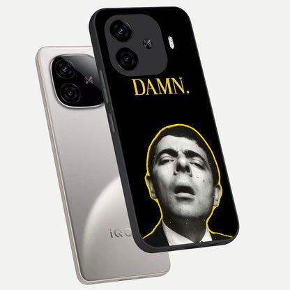  Mr Bean Damn phone case for  iQOO Z9 Turbo showing premium glass back cover with detailed artwork