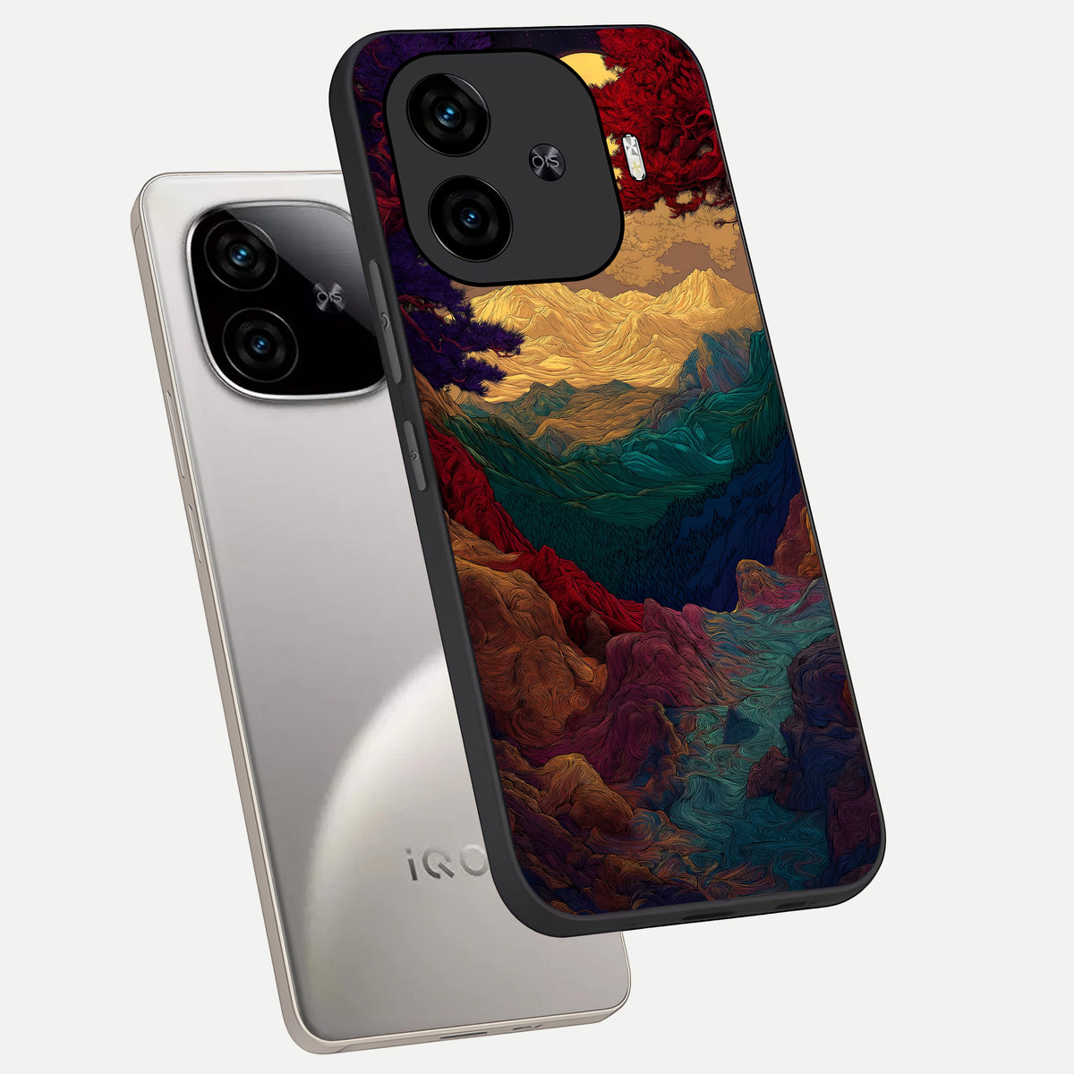  Mystic Valley Light phone case for  iQOO Z9 Turbo showing premium glass back cover with detailed artwork