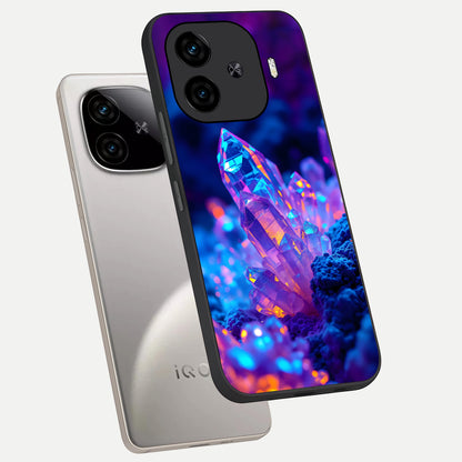  Neon Aura Shards phone case for  iQOO Z9 Turbo showing premium glass back cover with detailed artwork