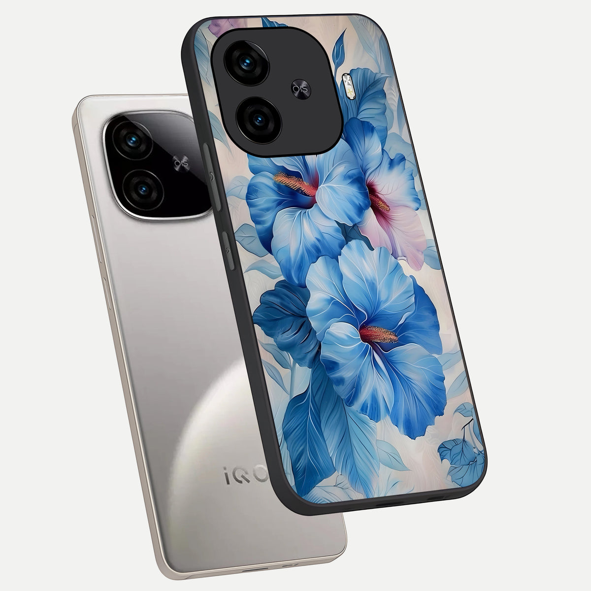  Ocean Hibiscus Grace phone case for  iQOO Z9 Turbo showing premium glass back cover with detailed artwork