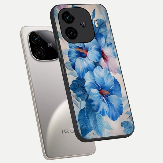  Ocean Hibiscus Grace phone case for  iQOO Z9 Turbo showing premium glass back cover with detailed artwork