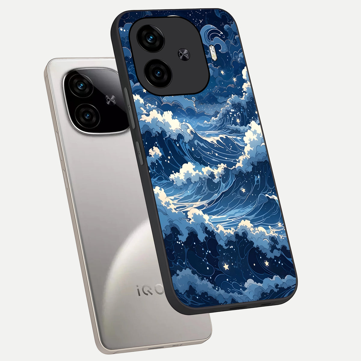  Ocean Moon Waves phone case for  iQOO Z9 Turbo showing premium glass back cover with detailed artwork