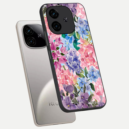  Pastel Floral Mix phone case for  iQOO Z9 Turbo showing premium glass back cover with detailed artwork