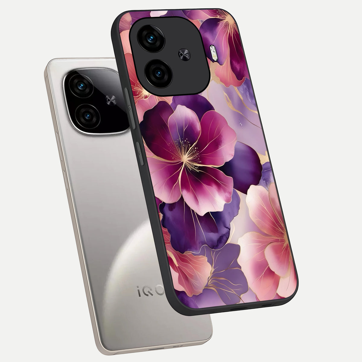  Pink Bouquet Florals phone case for  iQOO Z9 Turbo showing premium glass back cover with detailed artwork