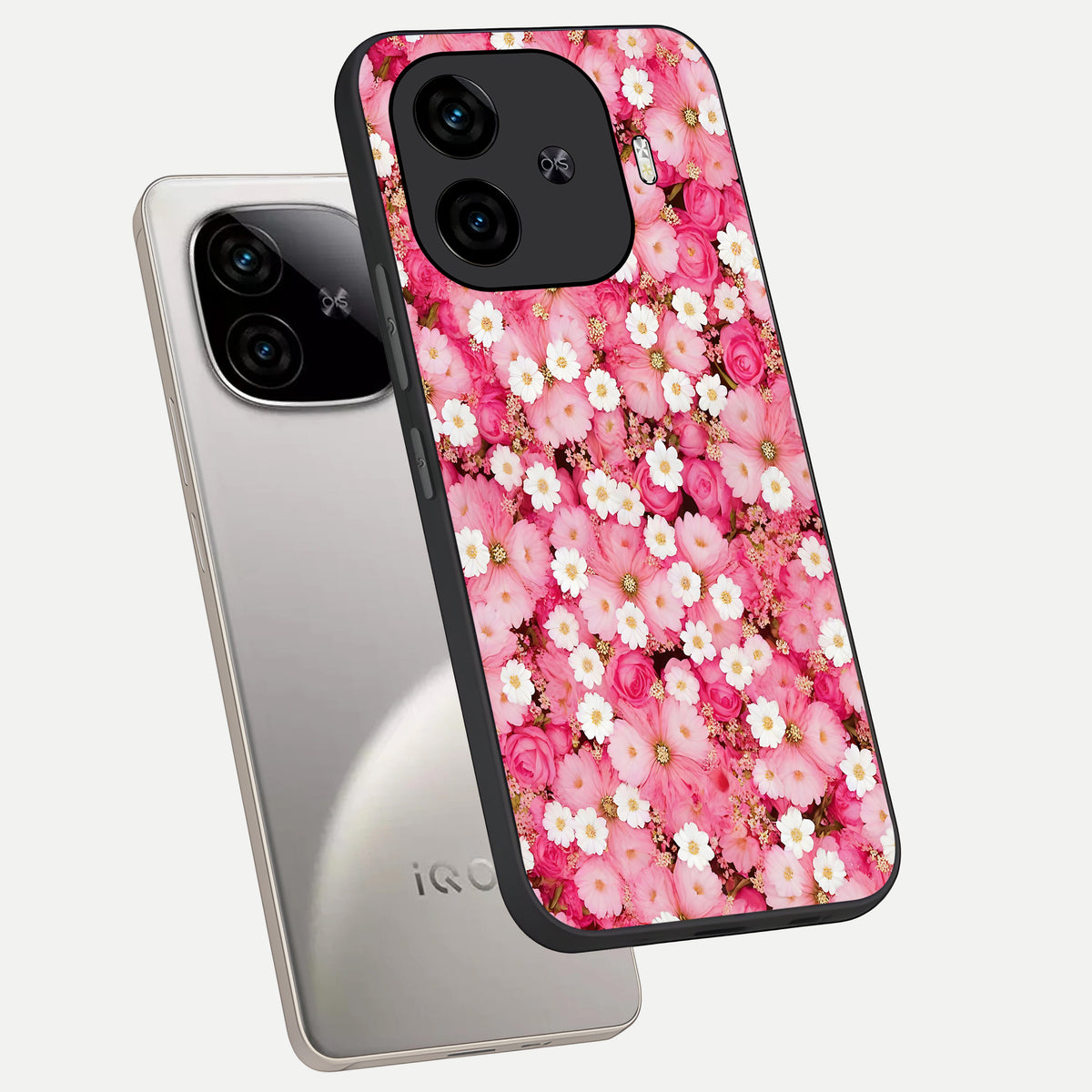  Pink Daisy Bliss phone case for  iQOO Z9 Turbo showing premium glass back cover with detailed artwork