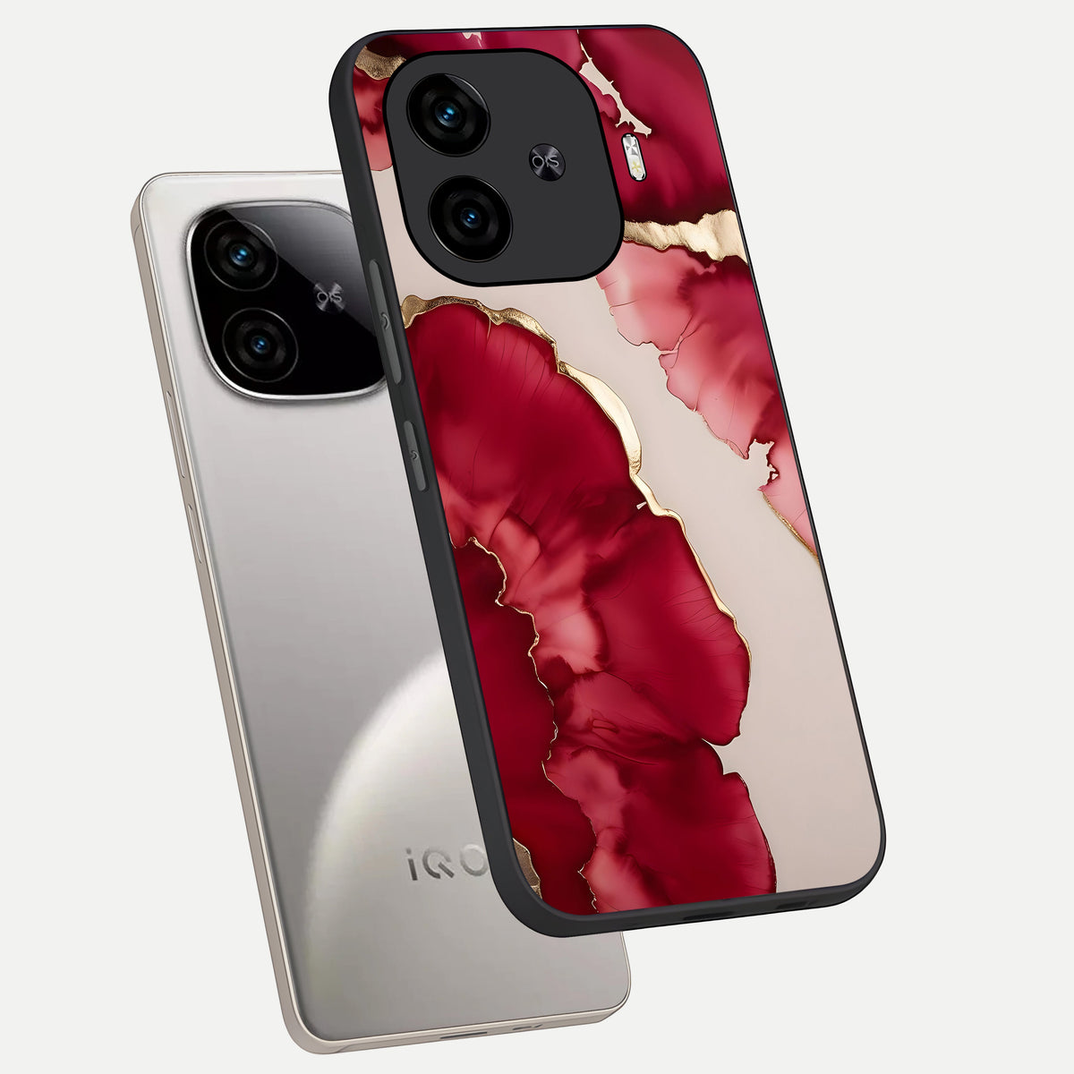 Pink And White Marble phone case for  iQOO Z9 Turbo showing premium glass back cover with detailed artwork