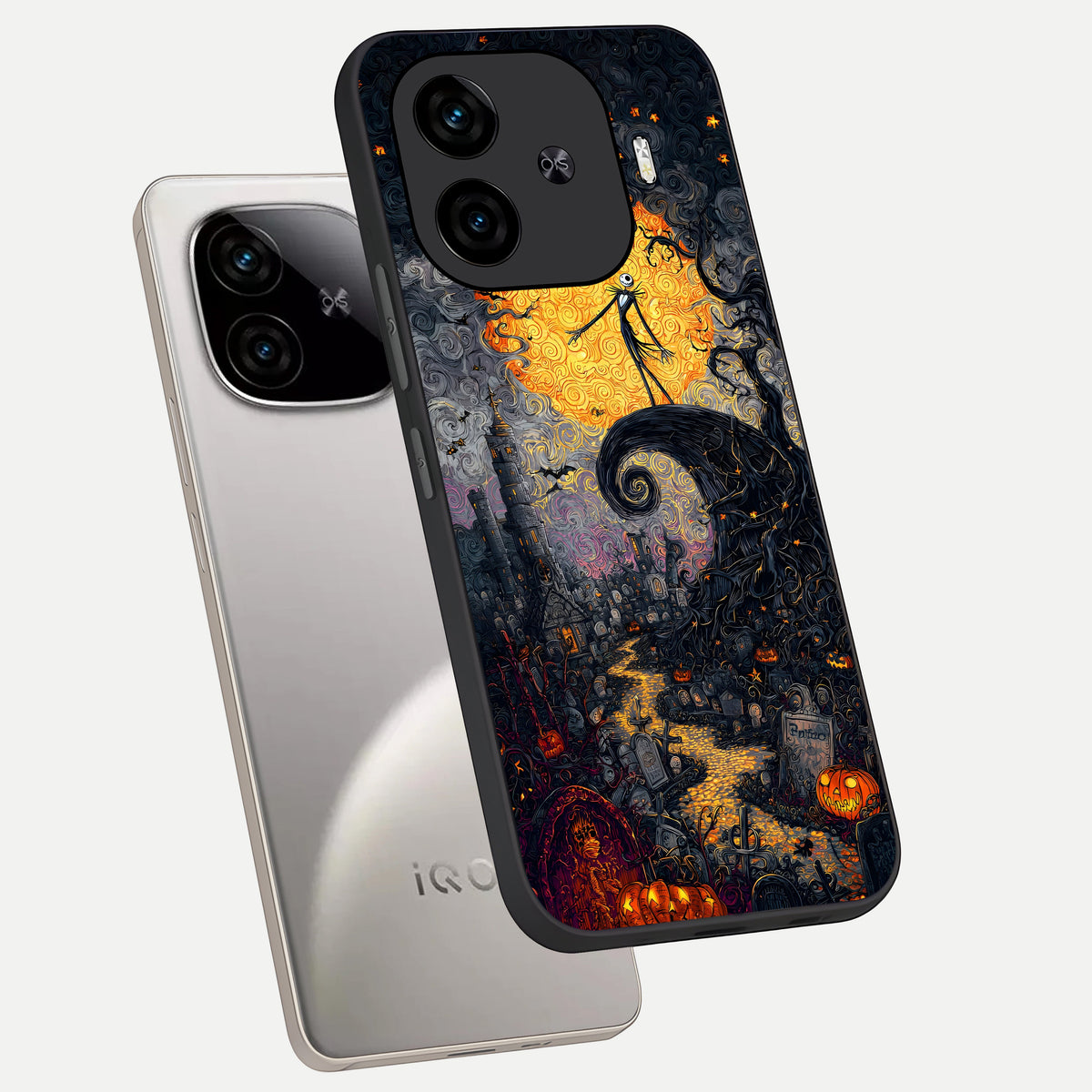 Pumpkin Moon Night phone case for  iQOO Z9 Turbo showing premium glass back cover with detailed artwork