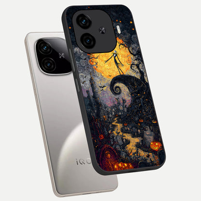  Pumpkin Moon Night phone case for  iQOO Z9 Turbo showing premium glass back cover with detailed artwork
