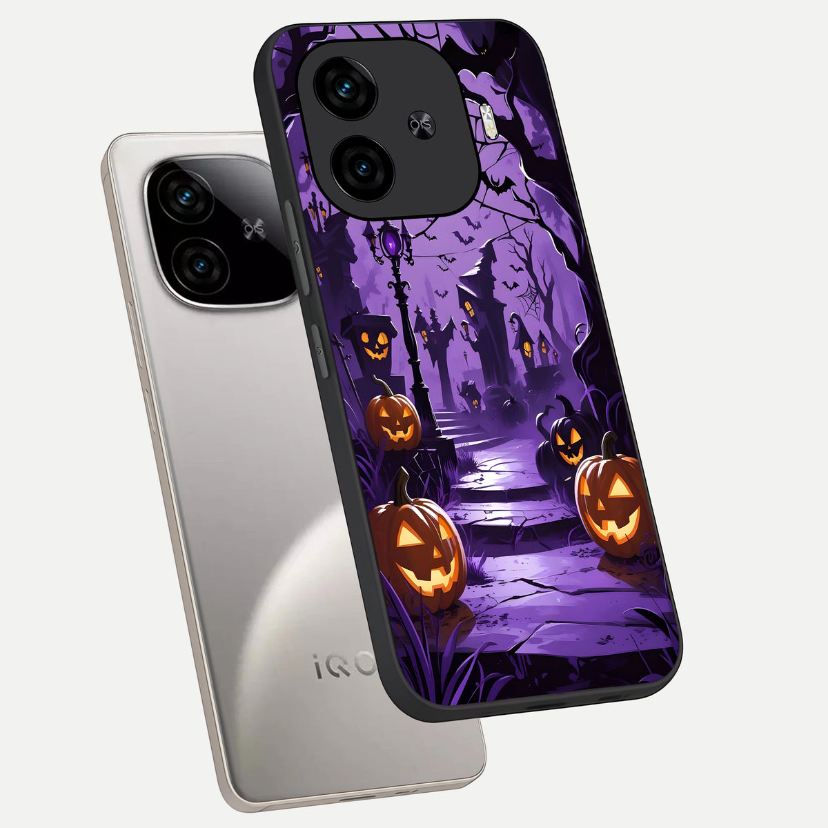  Pumpkin Patch Halloween phone case for  iQOO Z9 Turbo showing premium glass back cover with detailed artwork