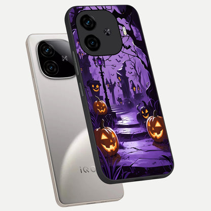  Pumpkin Patch Halloween phone case for  iQOO Z9 Turbo showing premium glass back cover with detailed artwork