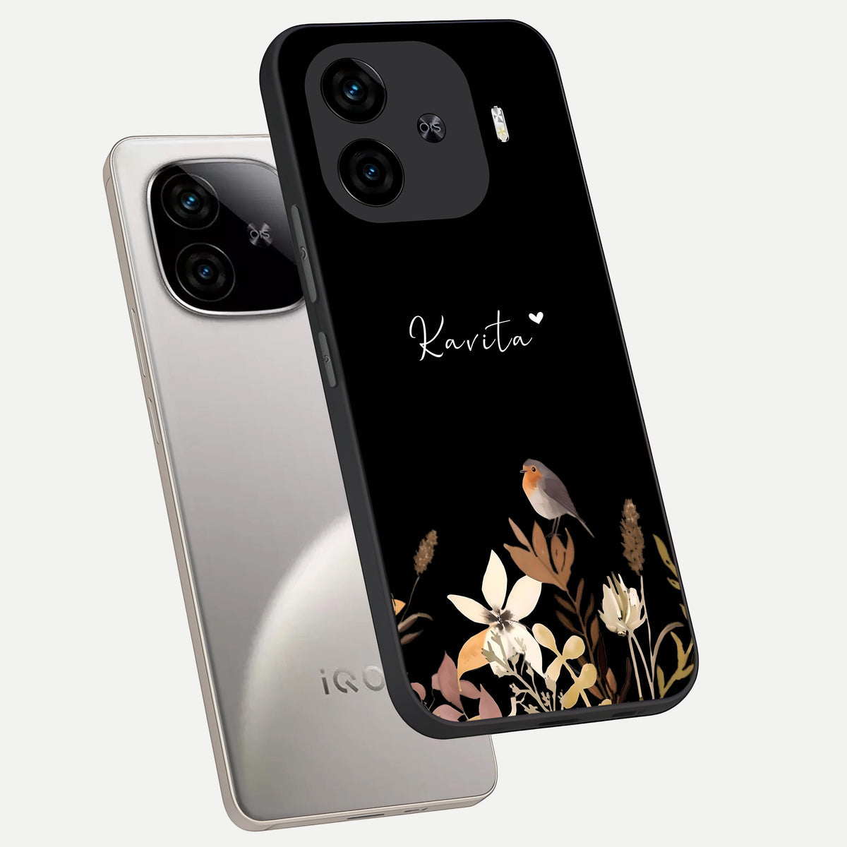  Quiet Garden Tune Custom Name phone case for  iQOO Z9 Turbo showing premium glass back cover with detailed artwork