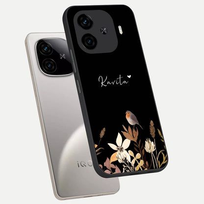  Quiet Garden Tune Custom Name phone case for  iQOO Z9 Turbo showing premium glass back cover with detailed artwork