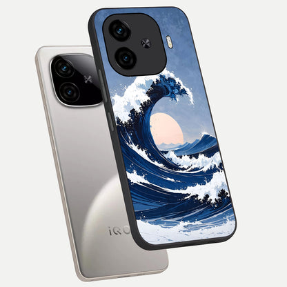  Rising Tide Power phone case for  iQOO Z9 Turbo showing premium glass back cover with detailed artwork