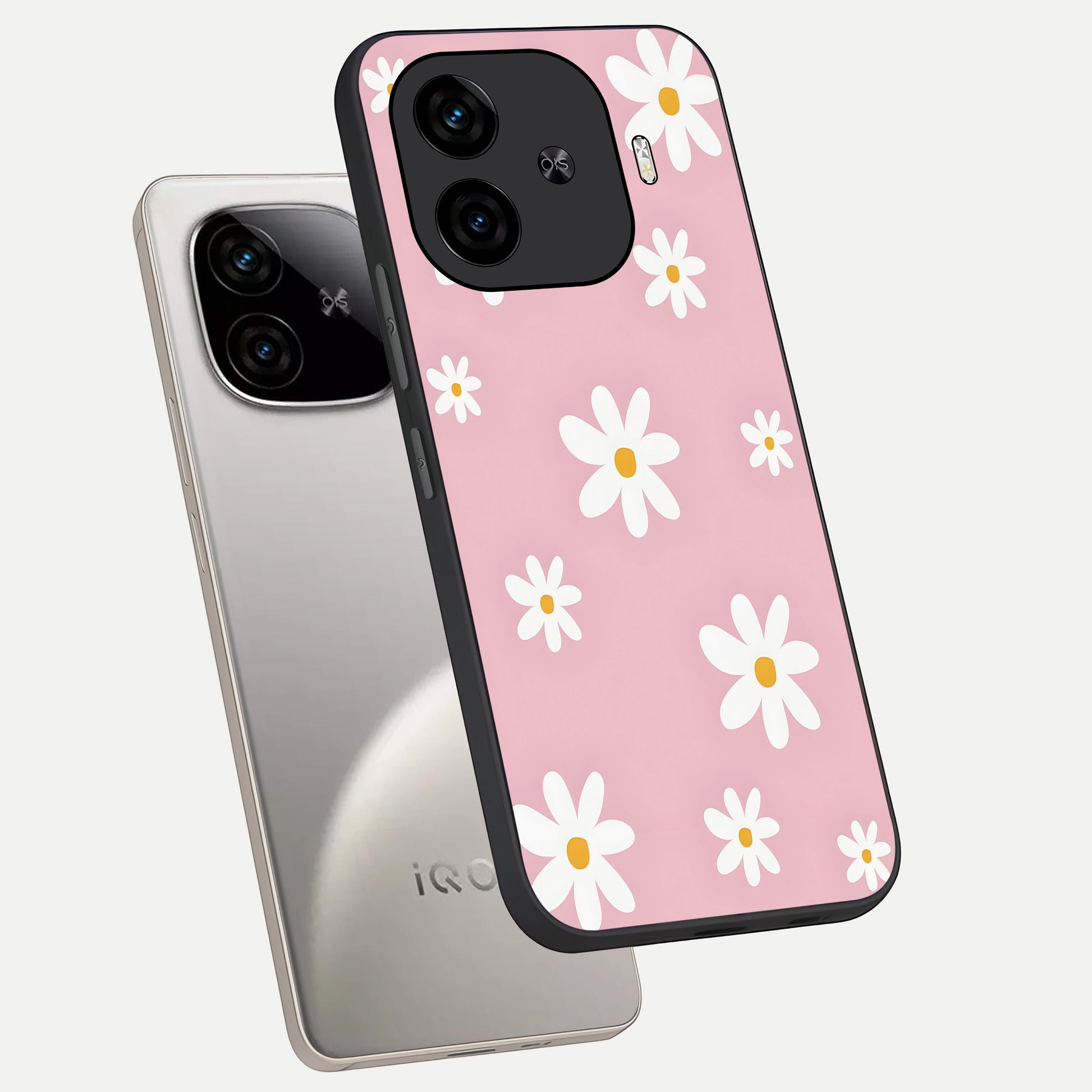  Soft Daisy Bliss phone case for  iQOO Z9 Turbo showing premium glass back cover with detailed artwork