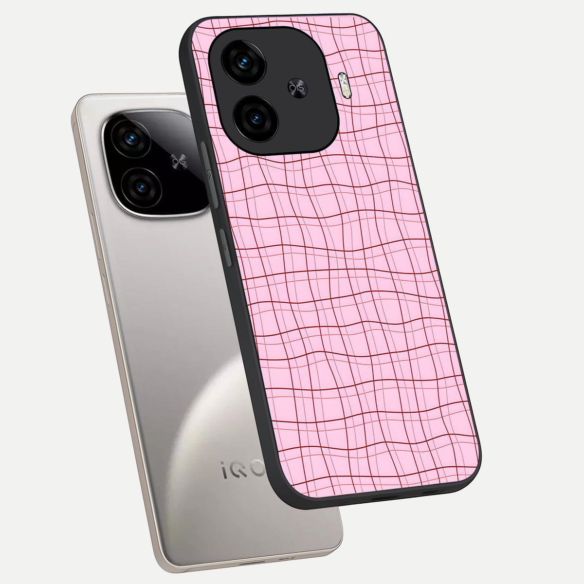  Soft Grid Bliss phone case for  iQOO Z9 Turbo showing premium glass back cover with detailed artwork