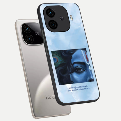  Spiritual Krishna phone case for  iQOO Z9 Turbo showing premium glass back cover with detailed artwork