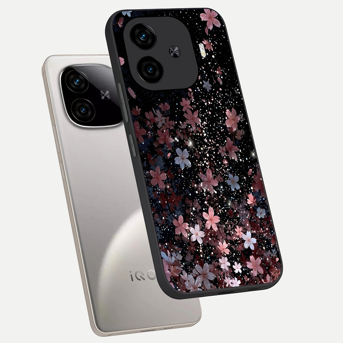  Starlit Flower Dreams phone case for  iQOO Z9 Turbo showing premium glass back cover with detailed artwork
