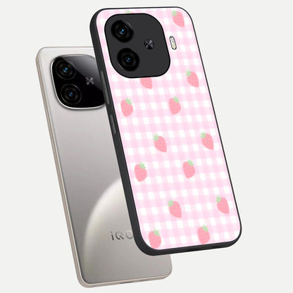  Strawberry Picnic Love phone case for  iQOO Z9 Turbo showing premium glass back cover with detailed artwork