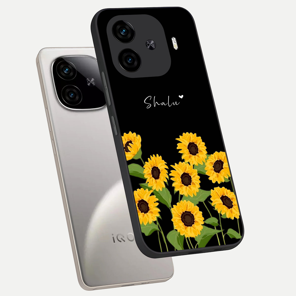  Sunflower Sky Bloom phone case for  iQOO Z9 Turbo showing premium glass back cover with detailed artwork
