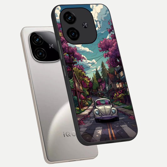 Vintage Street Drive phone case for  iQOO Z9 Turbo showing premium glass back cover with detailed artwork