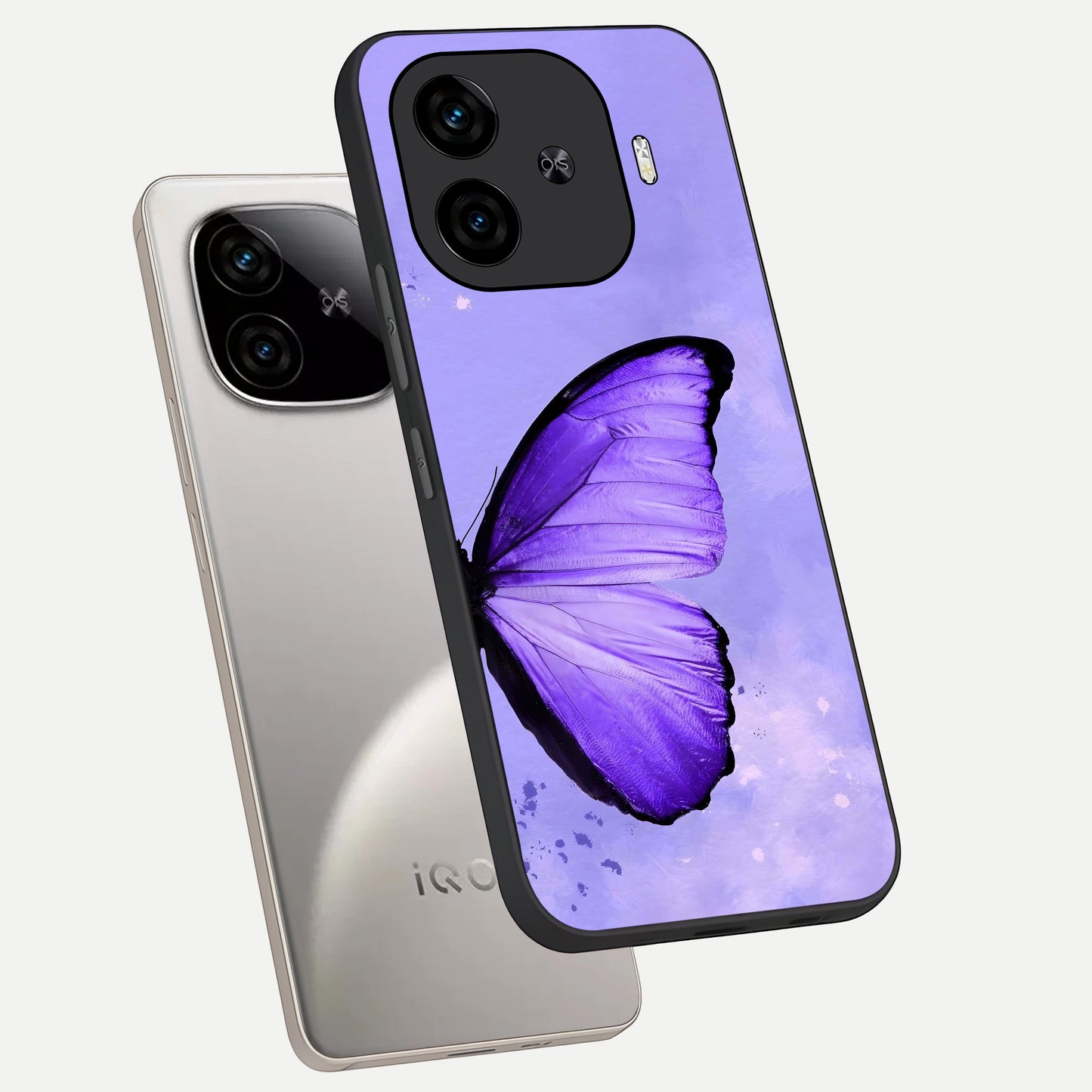  Violet Dream Wing phone case for  iQOO Z9 Turbo showing premium glass back cover with detailed artwork