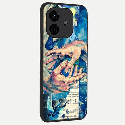  Aesthetic Divider back cover for  iQOO Z9 Turbo slim fit glass case with vibrant aesthetic design