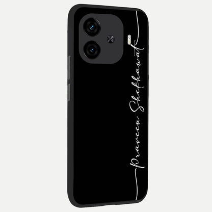  Black Tune Custom Name back cover for  iQOO Z9 Turbo slim fit glass case with vibrant aesthetic design