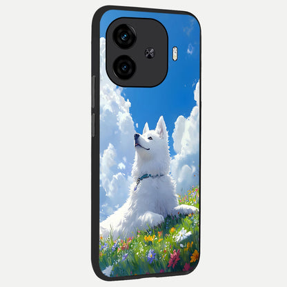  Blissful Cloud Pup back cover for  iQOO Z9 Turbo slim fit glass case with vibrant aesthetic design