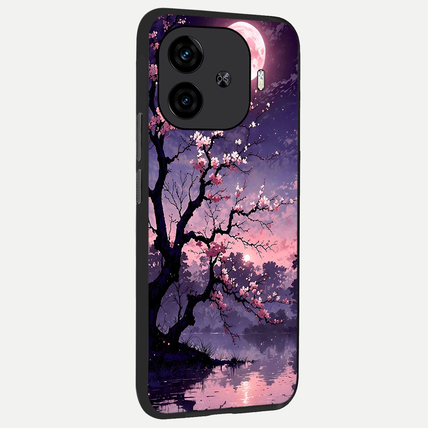  Blossom Pink Moon back cover for  iQOO Z9 Turbo slim fit glass case with vibrant aesthetic design
