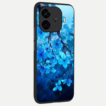  Blue Blossoms Branch back cover for  iQOO Z9 Turbo slim fit glass case with vibrant aesthetic design