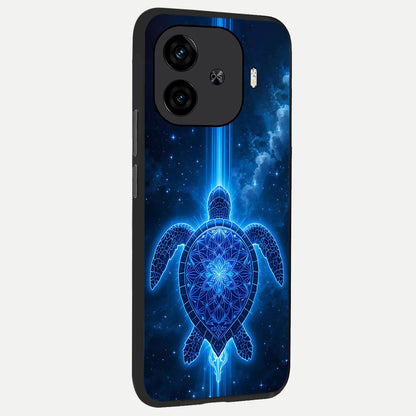  Blue Galaxy Turtle back cover for  iQOO Z9 Turbo slim fit glass case with vibrant aesthetic design