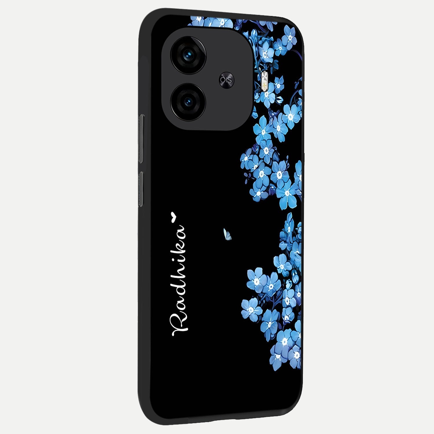  Blue Petal Dream Custom Name back cover for  iQOO Z9 Turbo slim fit glass case with vibrant aesthetic design