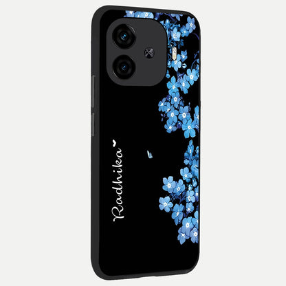  Blue Petal Dream Custom Name back cover for  iQOO Z9 Turbo slim fit glass case with vibrant aesthetic design