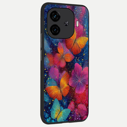  Butterfly Dream Mist back cover for  iQOO Z9 Turbo slim fit glass case with vibrant aesthetic design