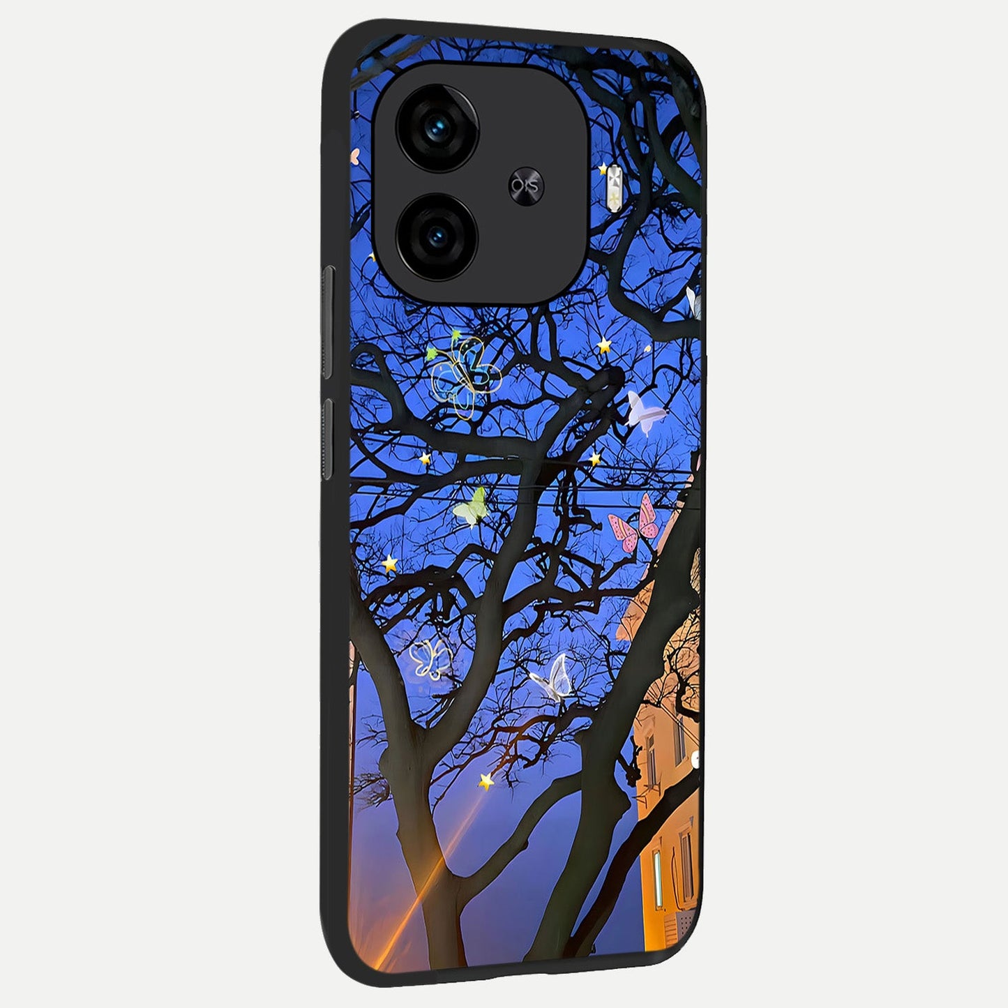  Butterfly Night Magic back cover for  iQOO Z9 Turbo slim fit glass case with vibrant aesthetic design
