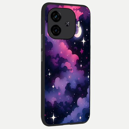  Celestial Moon Magic back cover for  iQOO Z9 Turbo slim fit glass case with vibrant aesthetic design