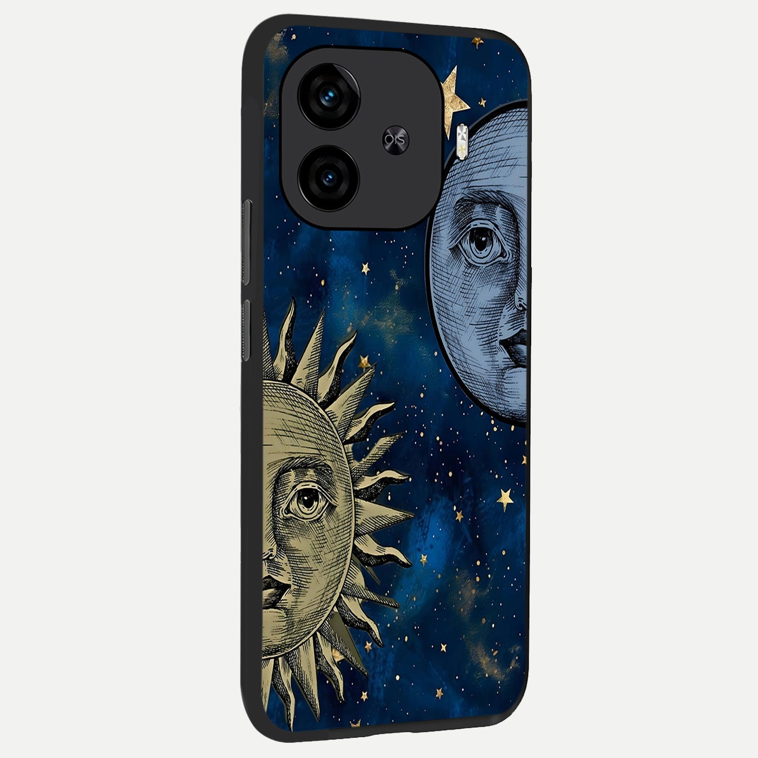  Celestial Moon With Sun back cover for  iQOO Z9 Turbo slim fit glass case with vibrant aesthetic design
