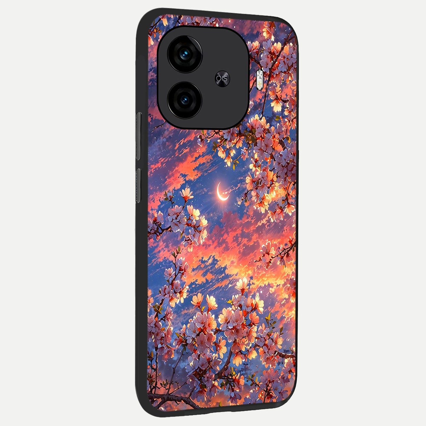  Celestial Sakura Sunset back cover for  iQOO Z9 Turbo slim fit glass case with vibrant aesthetic design