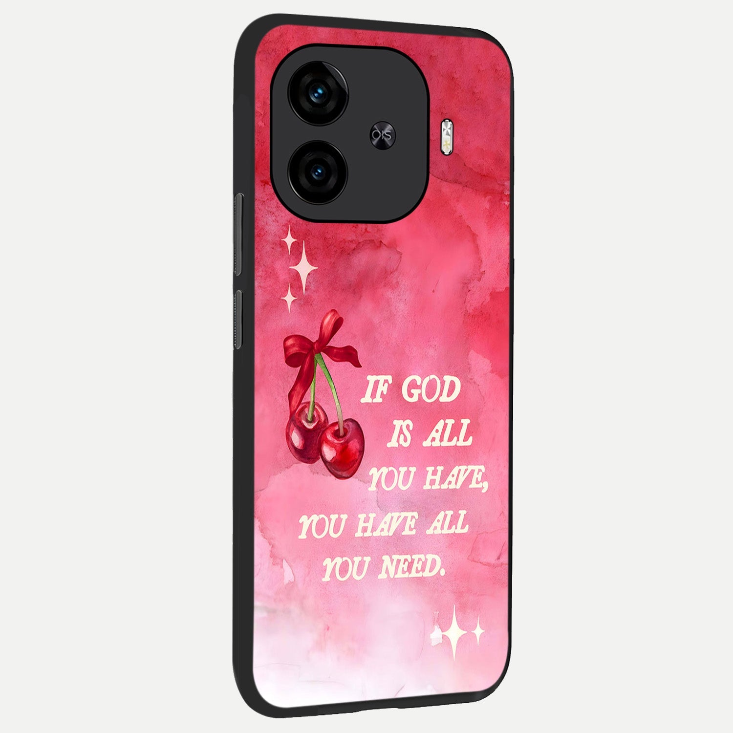  Cherry Quote back cover for  iQOO Z9 Turbo slim fit glass case with vibrant aesthetic design