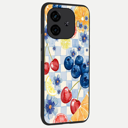  Citrus Bloom Joy back cover for  iQOO Z9 Turbo slim fit glass case with vibrant aesthetic design