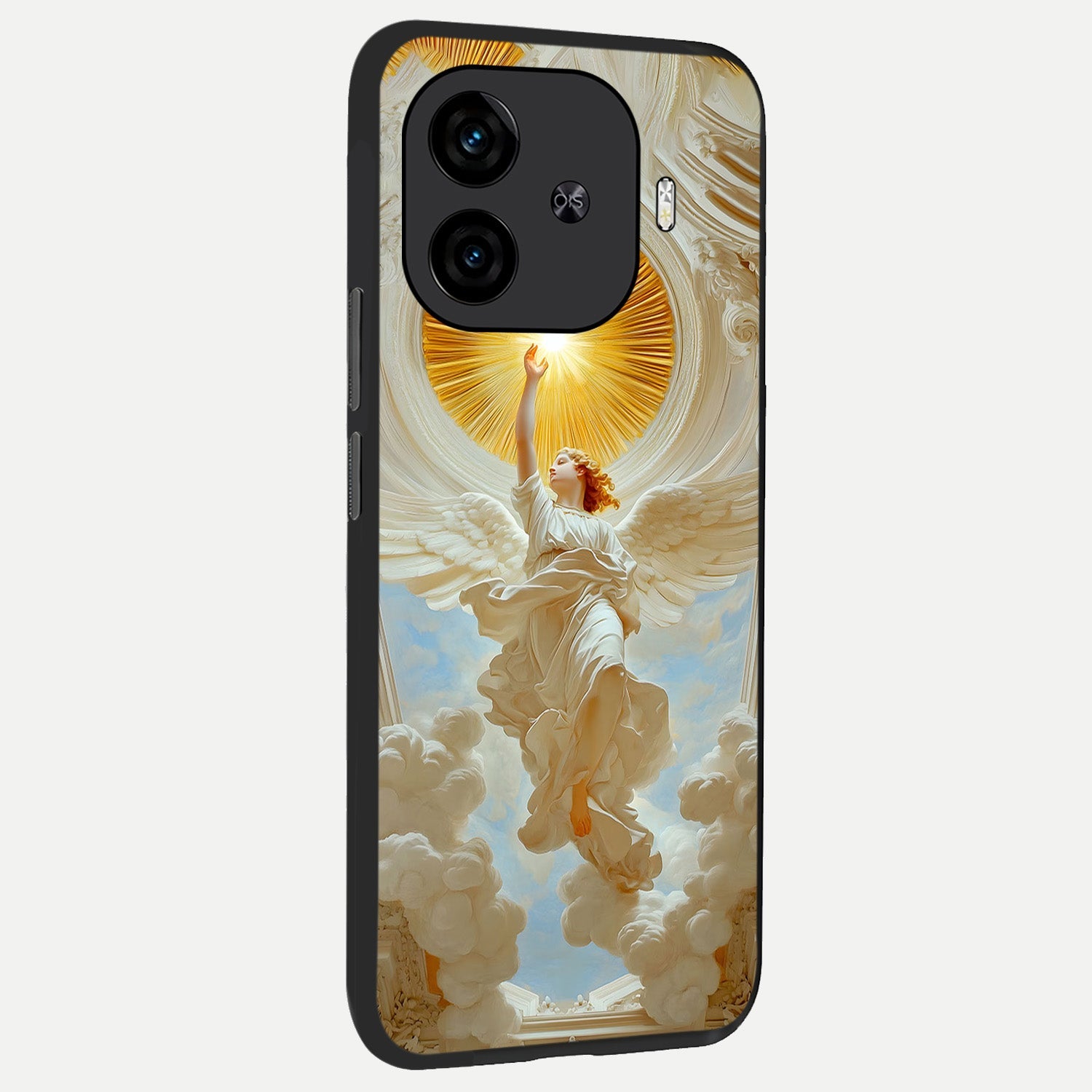  Divine Light Angel back cover for  iQOO Z9 Turbo slim fit glass case with vibrant aesthetic design