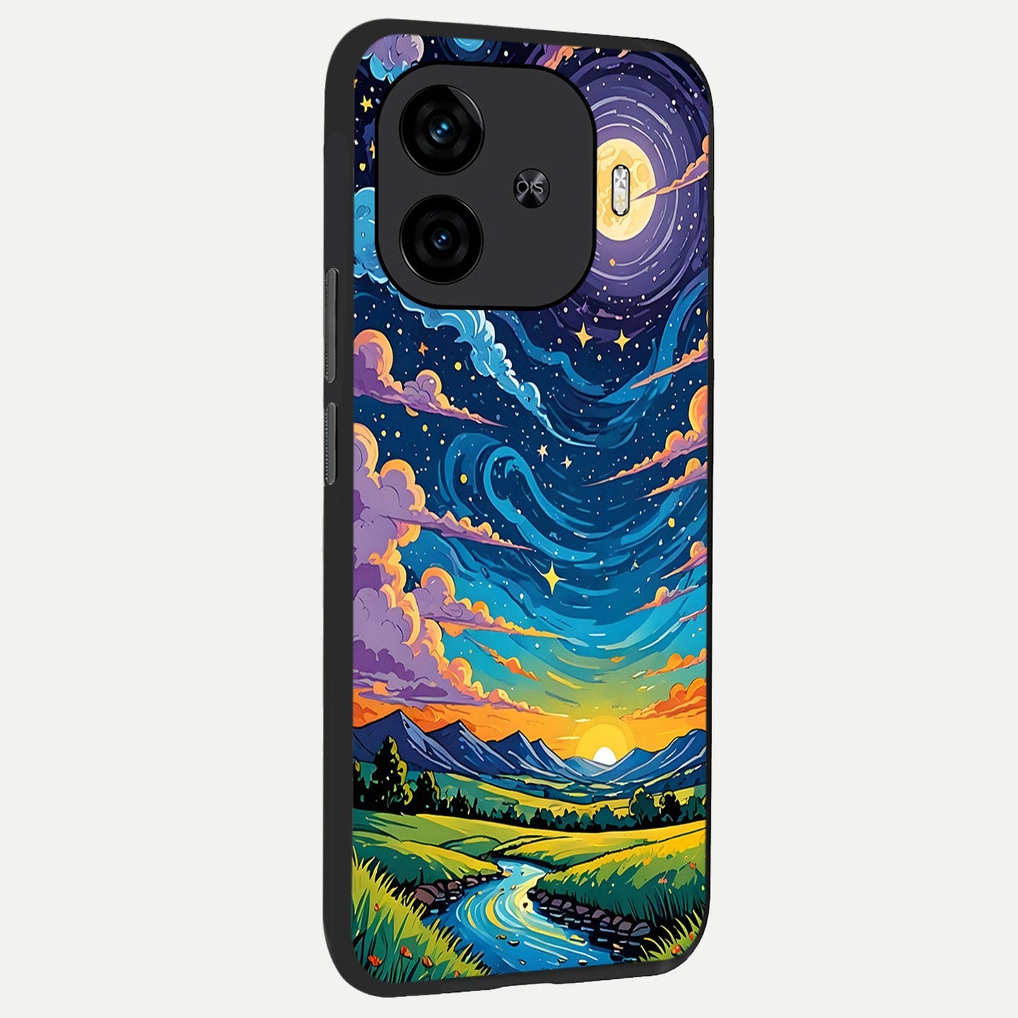  Dreamy Night Landscape back cover for  iQOO Z9 Turbo slim fit glass case with vibrant aesthetic design