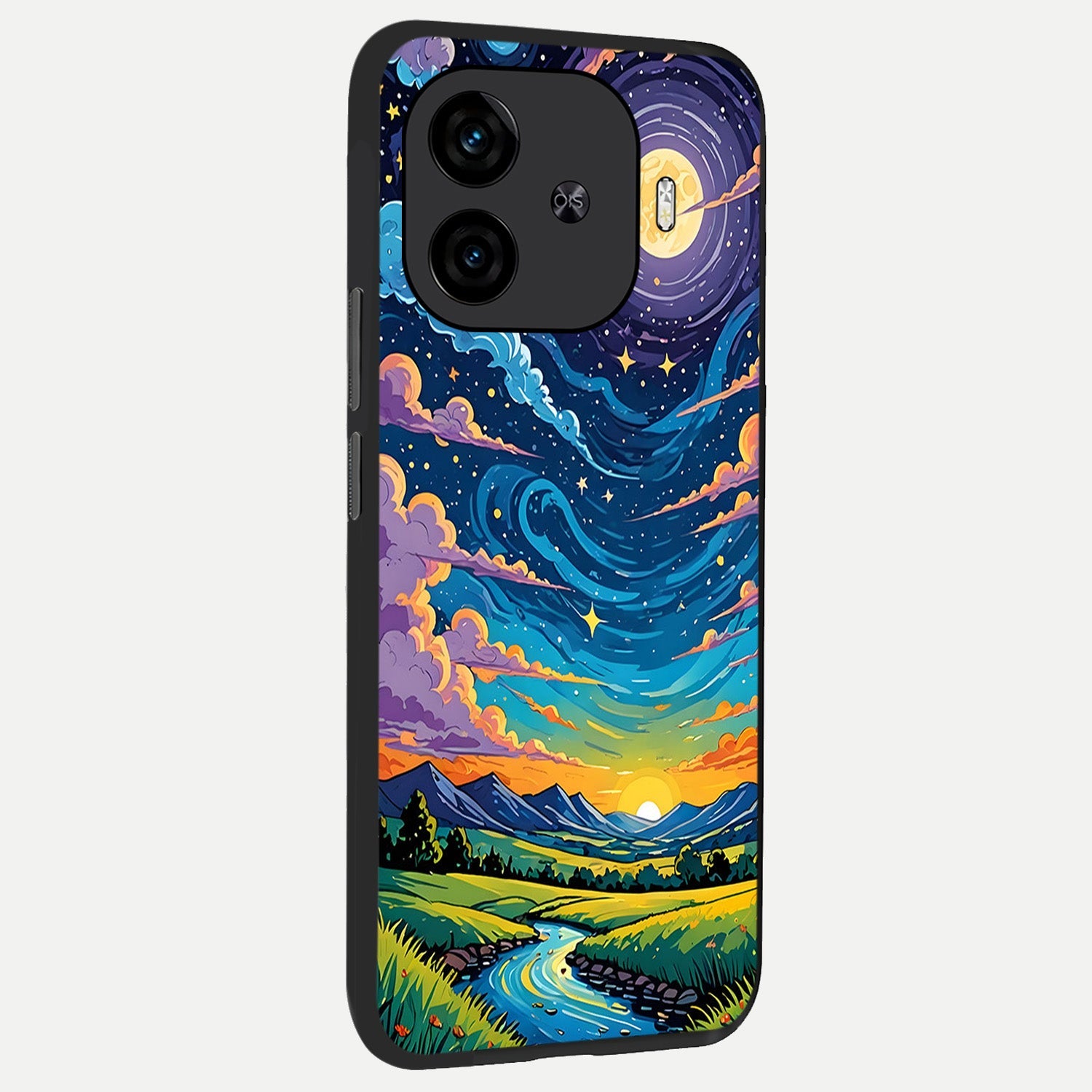 Dreamy Night Landscape back cover for  iQOO Z9 Turbo slim fit glass case with vibrant aesthetic design